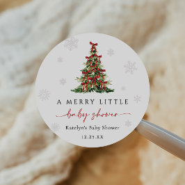 Merry Little Christmas Tree Baby Shower ラウンドシール