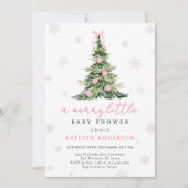 Merry Little Christmas Tree Baby Shower 招待状 (正面)