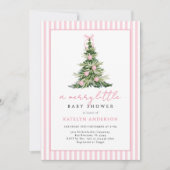 Merry Little Christmas Tree Baby Shower 招待状 (正面)