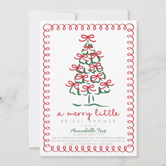 Merry Little Christmas Tree Bridal Shower 招待状 (正面)