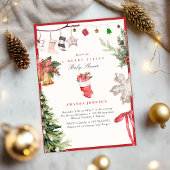 Merry Little Christmas tree Ornaments Baby Shower 招待状