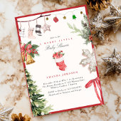 Merry Little Christmas tree Ornaments Baby Shower 招待状