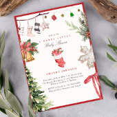 Merry Little Christmas tree Ornaments Baby Shower 招待状