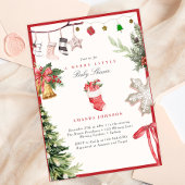 Merry Little Christmas tree Ornaments Baby Shower 招待状