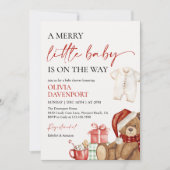 Merry Little Christmas Winter Bear Baby Shower 招待状 (正面)