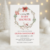 Merry Little Christmas Winter Reindeer Baby Shower 招待状