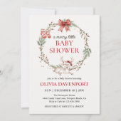 Merry Little Christmas Winter Reindeer Baby Shower 招待状 (正面)