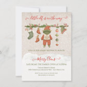 Merry little Elf Christmas Baby Shower 招待状 (正面)