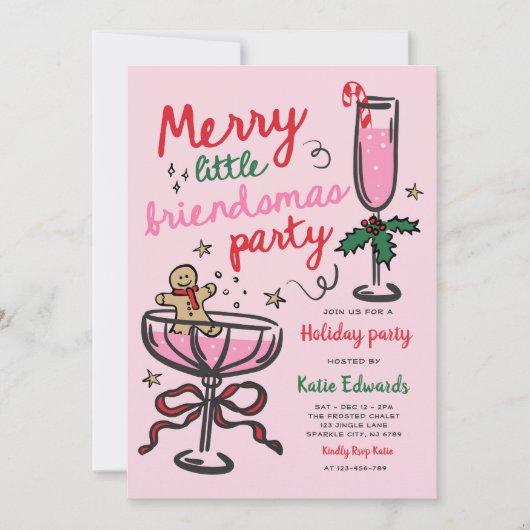 Merry Little Friendsmas Christmas Cocktail Party 招待状 (正面)
