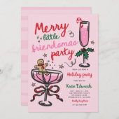 Merry Little Friendsmas Christmas Cocktail Party 招待状 (正面/裏面)