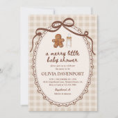 Merry Little Gingerbread Christmas Baby Shower 招待状 (正面)
