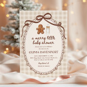 Merry Little Gingerbread Christmas Baby Shower 招待状