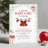 Merry Little Girl Goose Christmas Baby Shower 招待状