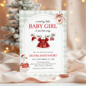 Merry Little Girl Goose Christmas Baby Shower 招待状