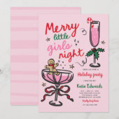 Merry Little Girls Night Christmas Cocktail Party 招待状 (正面/裏面)