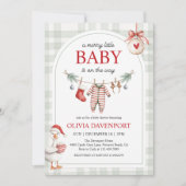 Merry Little Goose Storybook Christmas Baby Shower 招待状 (正面)