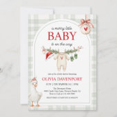 Merry Little Goose Storybook Christmas Baby Shower 招待状 (正面)