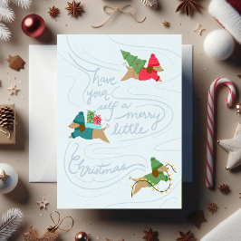 Merry Little Pups- Non-Photo Flat Holiday Card シーズンカード
