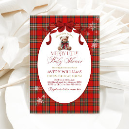 Merry Little Red Bow Christmas Plaid  招待状