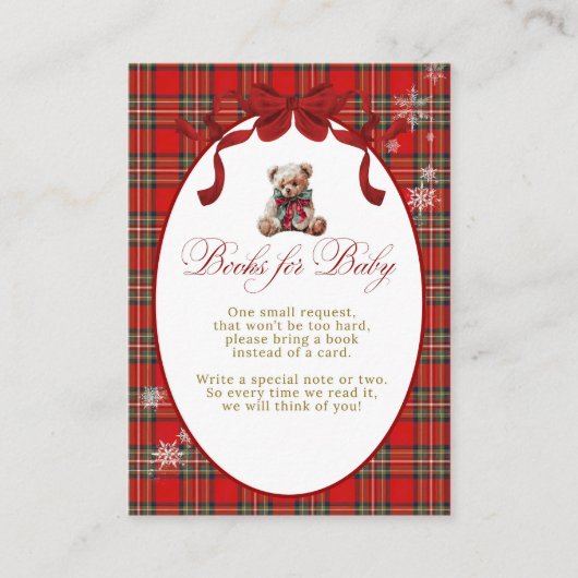 Merry Little Red Bow Christmas Plaid Books Requast エンクロージャーカード (正面)