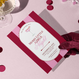 Merry little red stripe Christmas Party Invitation 招待状