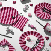 Merry little red stripe Christmas Party Plate ペーパープレート