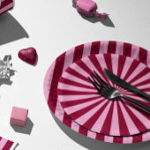 Merry little red stripe Christmas Party Plate ペーパープレート