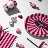 Merry little red stripe Christmas Party Plate ペーパープレート