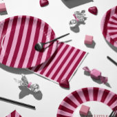 Merry little red stripe Christmas Party Plate ペーパープレート