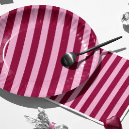 Merry little red stripe Christmas Party Plate ペーパープレート