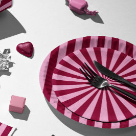 Merry little red stripe Christmas Party Plate ペーパープレート