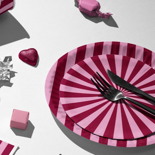 Merry little red stripe Christmas Party Plate ペーパープレート