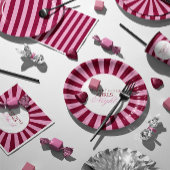 Merry little red stripe Christmas Party Plate ペーパープレート