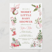 Merry Little Watercolor Christmas Baby Shower 招待状 (正面)