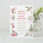 Merry Little Watercolor Christmas Baby Shower 招待状 (スタンド正面)