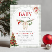 Merry Little Winter Gingham Christmas Baby Shower 招待状