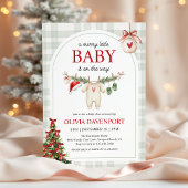 Merry Little Winter Gingham Christmas Baby Shower 招待状