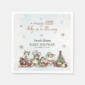 Merry Little Winter Puppy Christmas Baby Shower スタンダードカクテルナプキン (正面)