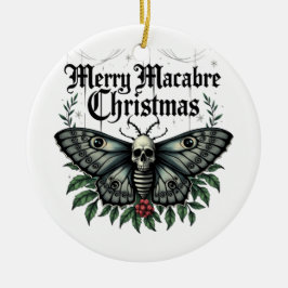 Merry Macabre Christmas Skull Moth Ornament セラミックオーナメント