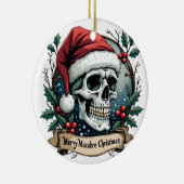Merry Macabre Christmas Skull Ornament セラミックオーナメント (右)