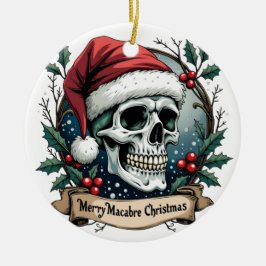 Merry Macabre Christmas Skull Ornament セラミックオーナメント