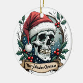 Merry Macabre Christmas Skull Ornament セラミックオーナメント (左)