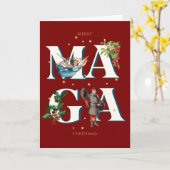 Merry MAGA Christmas Card Custom Message Patriotic カード (黄色い花)