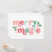Merry Magic - Colorful Holiday Typography カード (正面/裏面インサイチュ)