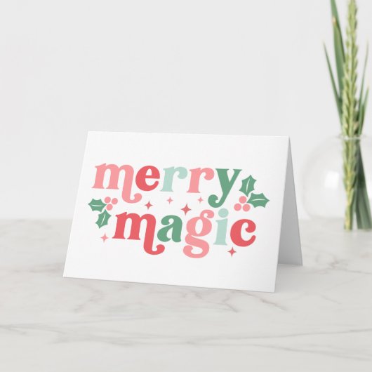 Merry Magic - Colorful Holiday Typography カード (正面)