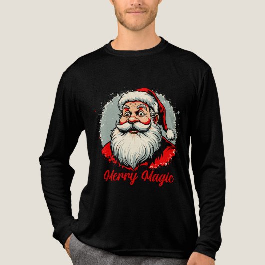 Merry Magic Santa Christmas Design トライブレンドＴシャツ (正面)