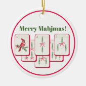 Merry Mahjmas Mahjong Christmas Bam Tiles セラミックオーナメント (正面)