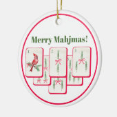 Merry Mahjmas Mahjong Christmas Bam Tiles セラミックオーナメント (左)
