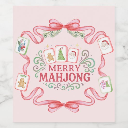 Merry Mahjong | Christmas ワインラベル (シングルラベル)