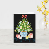 Merry Mahjong Christmas Tree Chinoiserie Holiday  カード (黄色い花)